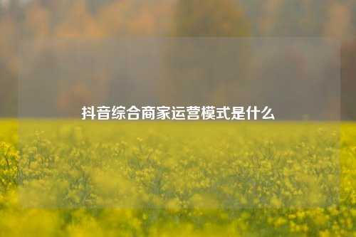 抖音综合商家运营模式是什么