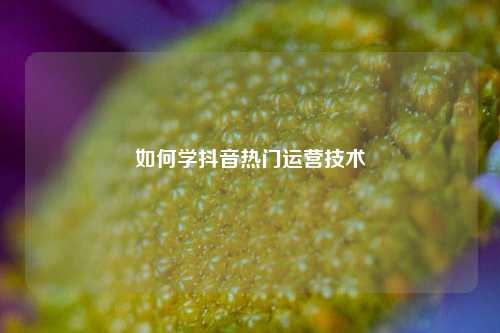 如何学抖音热门运营技术
